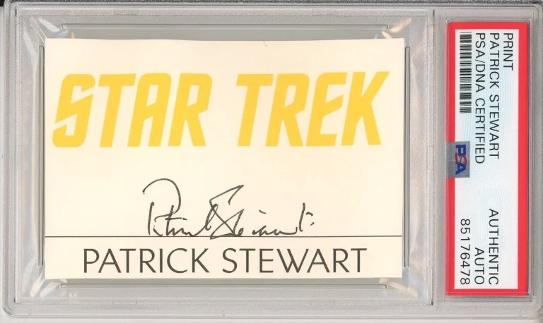 Patrick Stewart SIGNED Star Trek Logo Print Photograph PSA DNA COA Cpt. Picard