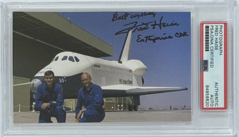 FRED HAISE SIGNED PSA DNA COA AUTOGRAPHED APOLLO 13 ENTERPRISE CDR PHOTOGRAPH