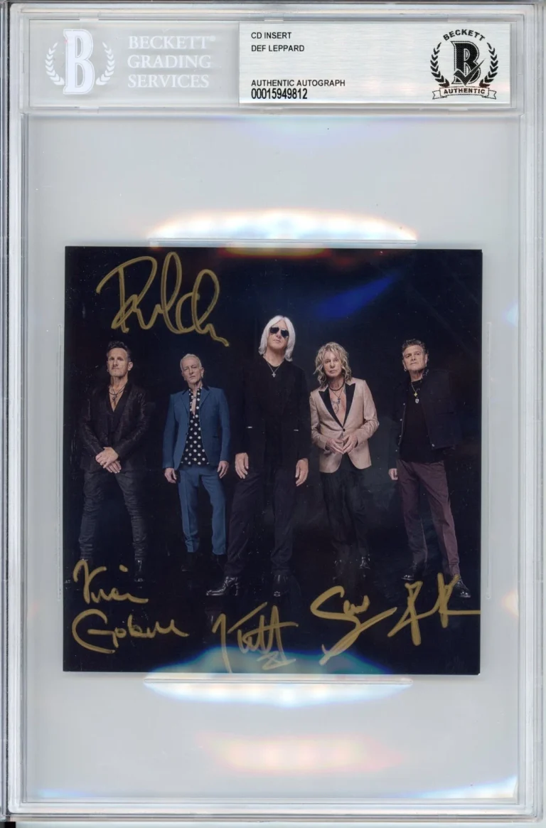 DEF LEPPARD BAND SIGNED AUTOGRAPHED CD ALBUM PICTURE PHOTOGRAPH BECKETT BAS COA