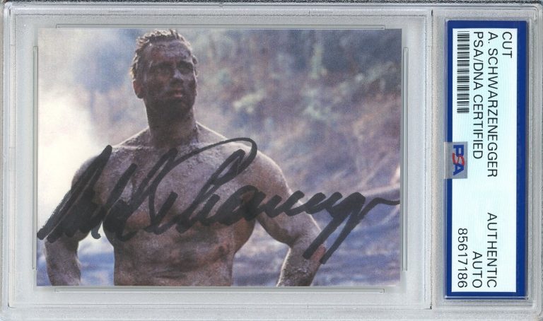 SIGNED Arnold Schwarzenegger PREDATOR Movie Photograph Cut PSA DNA COA AUTOGRAPH