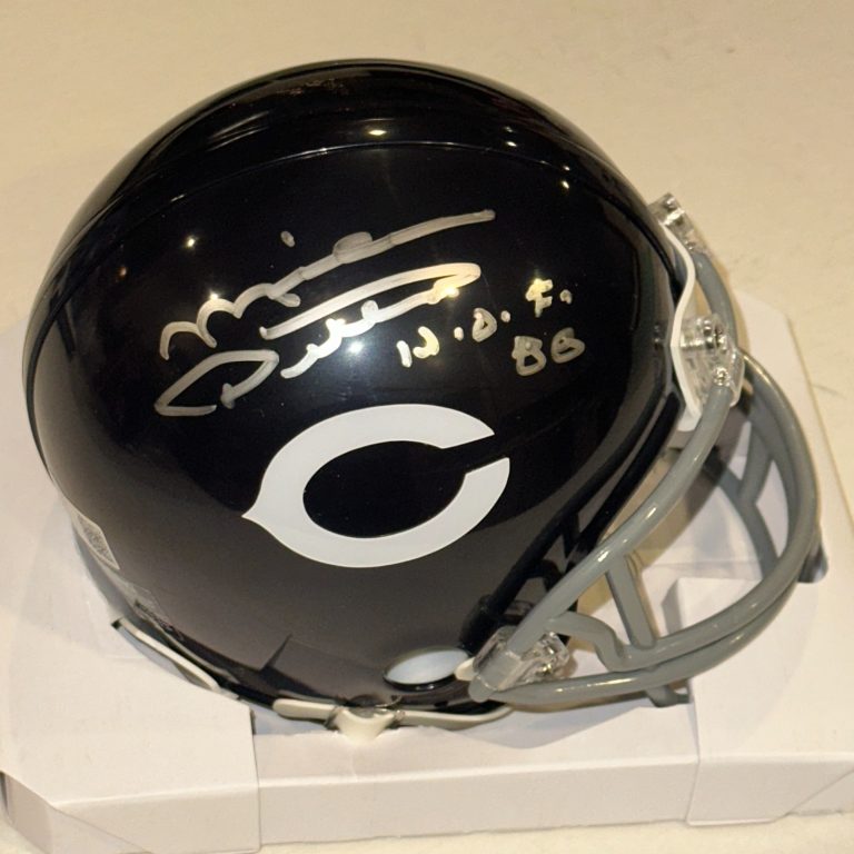 MIKE DITKA Signed BEARS THROWBACK VSR4 Mini-helmet Beckett BAS & HOF Inscription