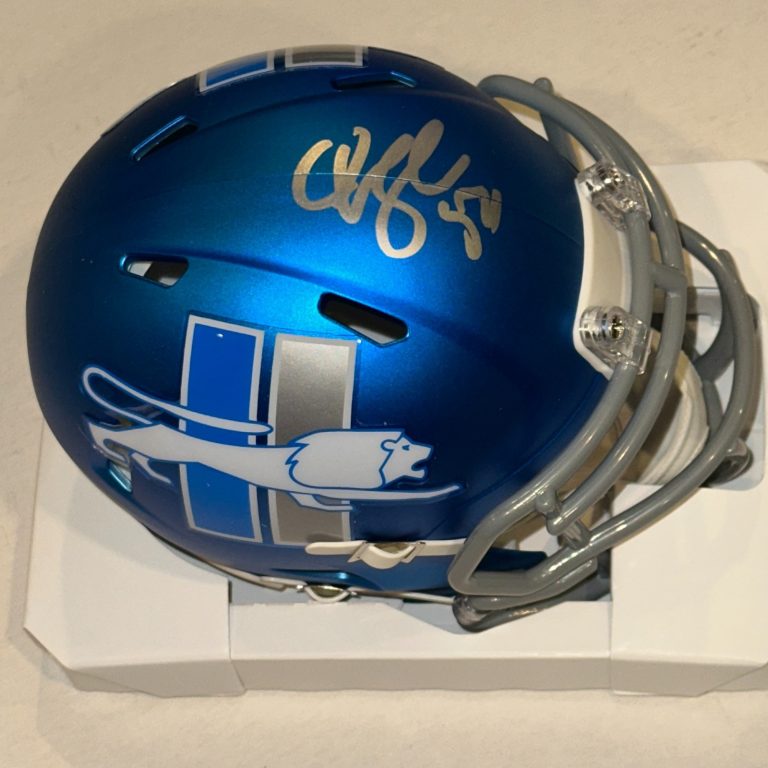 CHRIS SPIELMAN Signed Detroit LIONS ALTERNATE Mini-helmet Beckett (BAS)