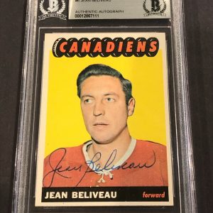 JEAN BELIVEAU Signed 1965-66 TOPPS Card #6 Beckett Authenticated (BAS)