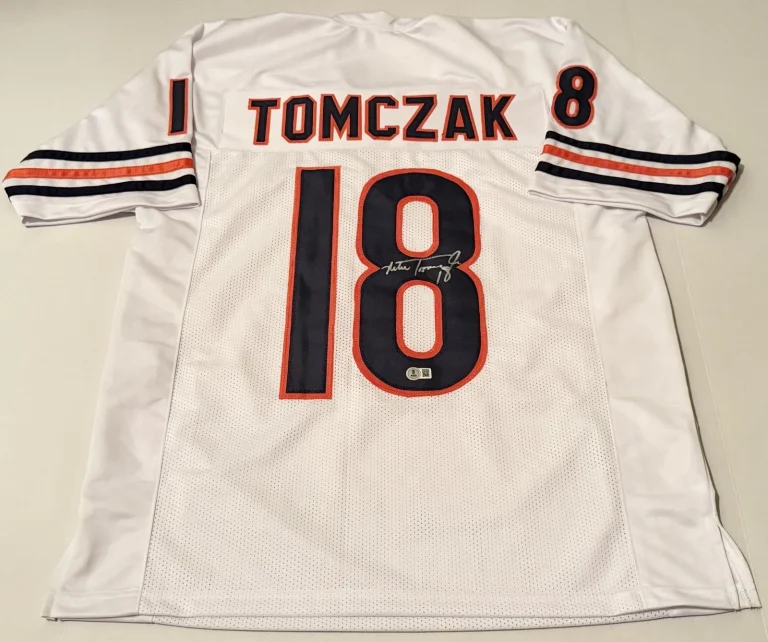 Mike Tomczak Chicago Bears signed White Custom jersey Beckett Witnessed