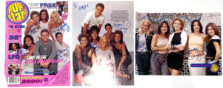 Innosense REAL hand SIGNED Lot of 3 Pinup Photos COA Pop group Timberlake Spears