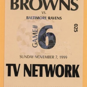 Cleveland Browns 1999 Ravens Football TV NETWORK Backstage Pass
