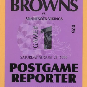 Cleveland Browns 1999 Vikings Football POSTGAME Backstage Pass