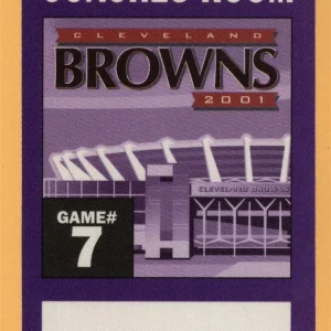 Cleveland Browns 2001 Football COACHES ROOM Backstage Pass