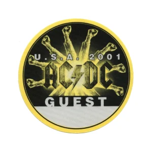 AC/DC 2001 Stiff Upper Lip Concert Tour Guest Backstage Pass - USA