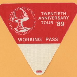 Allman Brothers 1989 20th Anniversary Concert Tour WORKING Backstage Pass