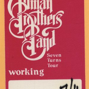 Allman Brothers 1990 Seven Turns Concert Tour WORKING Backstage Pass