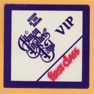 Allman Brothers 1991 Shades of the Worlds Concert Tour VIP Backstage Pass