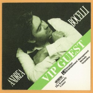 Andrea Bocelli Concert Tour VIP Backstage Pass