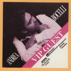 Andrea Bocelli Concert Tour VIP Backstage Pass