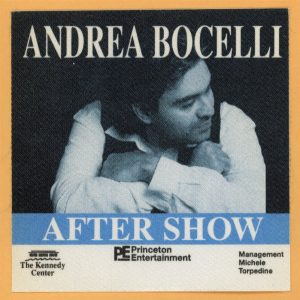 Andrea Bocelli Concert Tour AFTER SHOW Backstage Pass