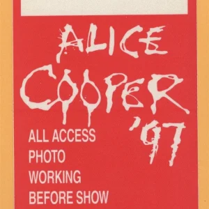 Alice Cooper 1997 Rock N' Roll Carnival Concert Tour All Access Backstage Pass