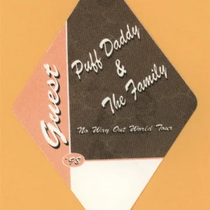 Puff Daddy & Family 1998 No Way Out Concert Tour GUEST Backstage Pass