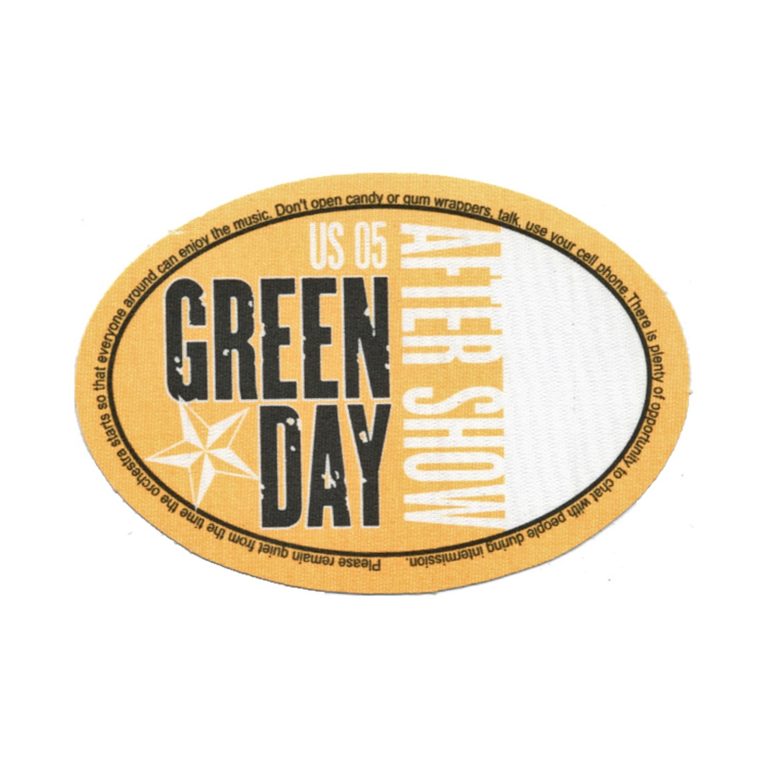 Green Day 2005 American Idiot Concert Tour After Show Backstage Pass