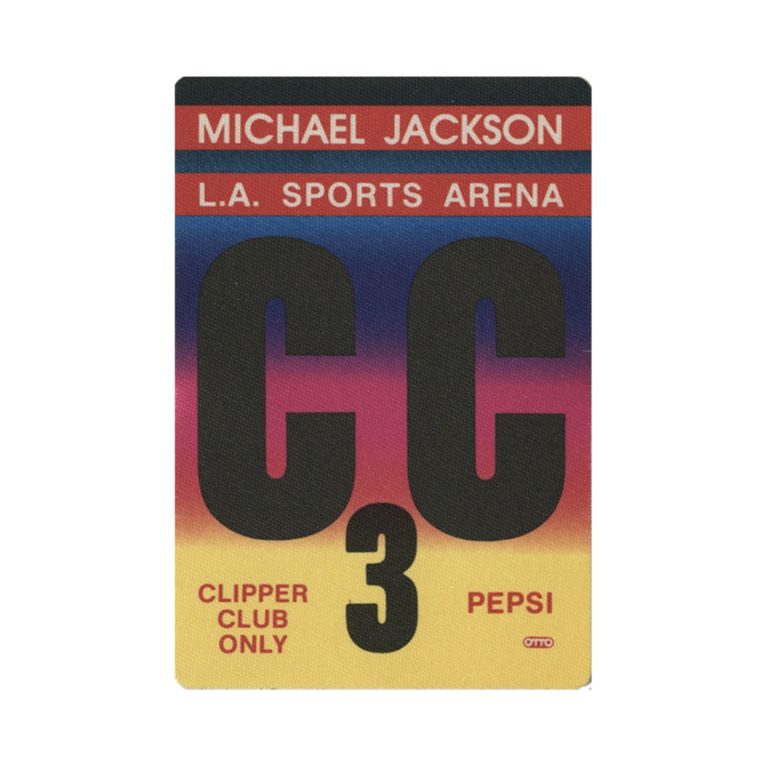 Michael Jackson 1988 Bad Concert Tour Clipper Club 3 Backstage Pass