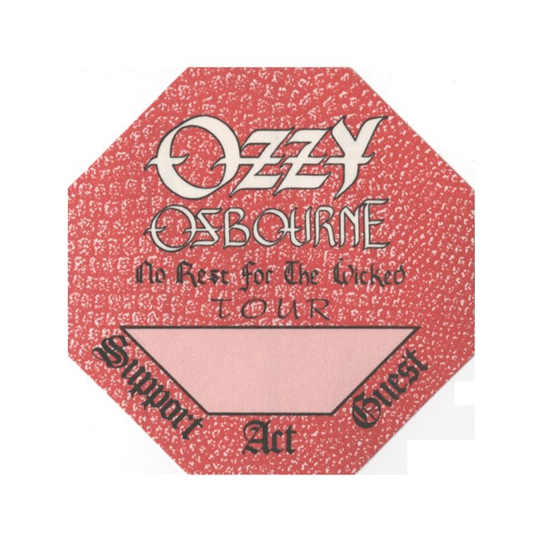 Ozzy Osbourne 1988 No Rest for the Wicked Concert Tour Guest Backstage Pass
