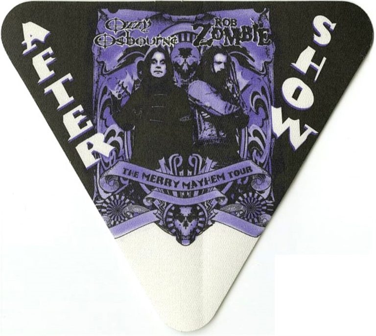 Ozzy Osbourne 2001 Merry Mayhem Concert Tour After Show Backstage Pass