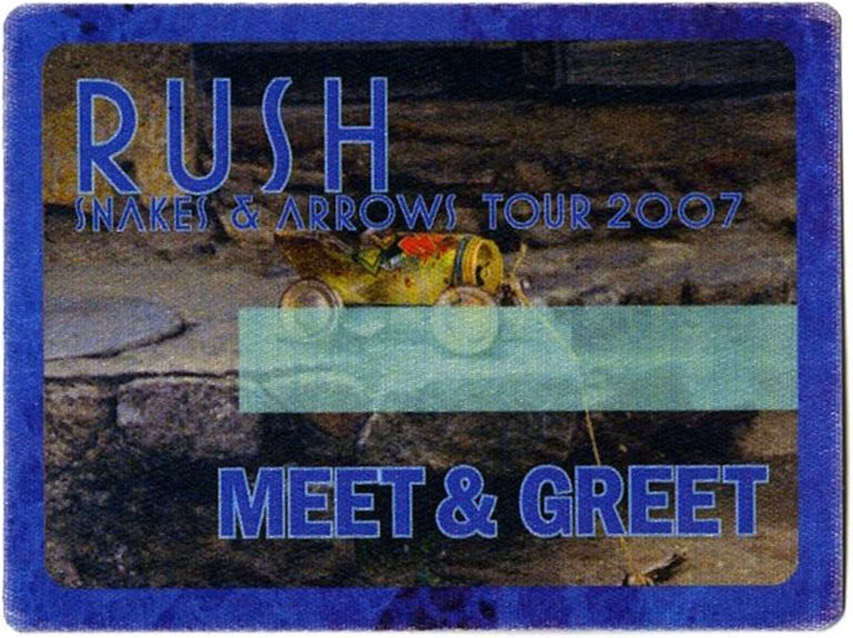 Rush 2007 Snakes & Arrows Concert Tour Meet & Greet Backstage Pass