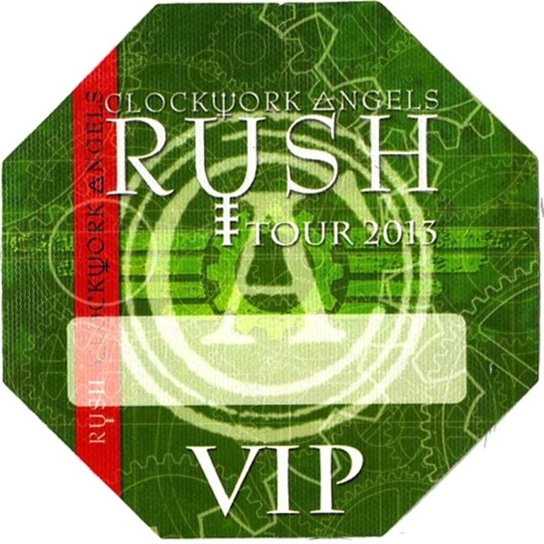 Rush 2013 Clockwork Angels Concert Tour VIP Backstage Pass