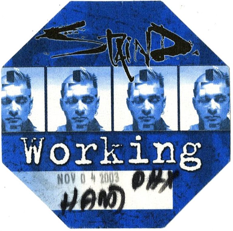 Staind 2003 14 Shades of Grey Concert Tour Working Backstage Pass