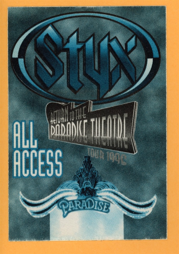 Styx All Access Vintage Satin Backstage Pass - 1996 Paradise Theatre Tour