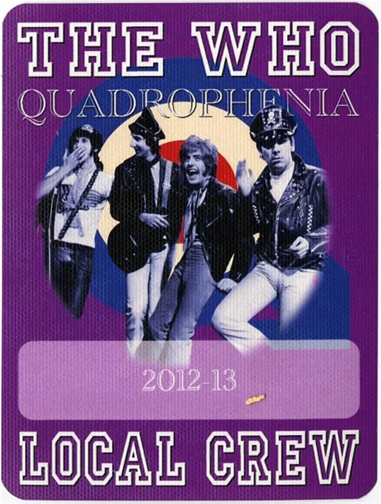 The Who 2012 Quadrophenia Concert Tour Local Crew Backstage Pass