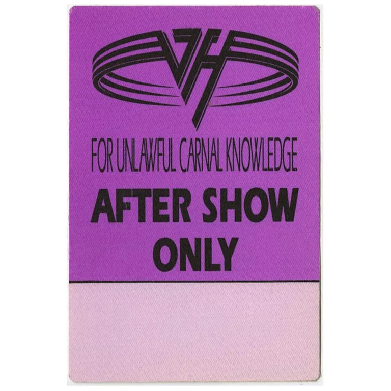 Van Halen 1991 For Unlawful Carnal Knowledge Tour After Show Backstage Pass