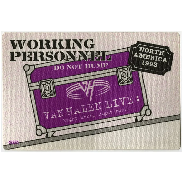 Van Halen 1993 Right Here Right Now Concert Tour Working Backstage Pass - USA