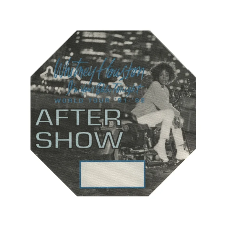 Whitney Houston 1991 I'm Your Baby Tonight Concert Tour Aftershow Backstage Pass