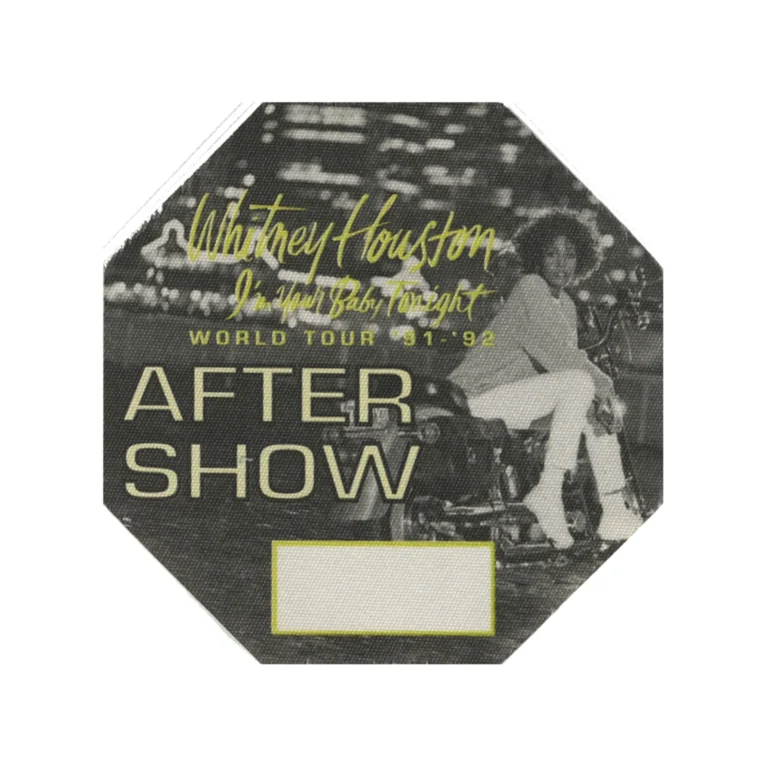 Whitney Houston 1991 I'm Your Baby Tonight Concert Tour Aftershow Backstage Pass
