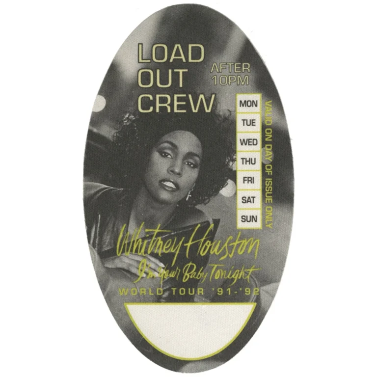 Whitney Houston 1991 I'm Your Baby Tonight Concert Tour Load Out Backstage Pass