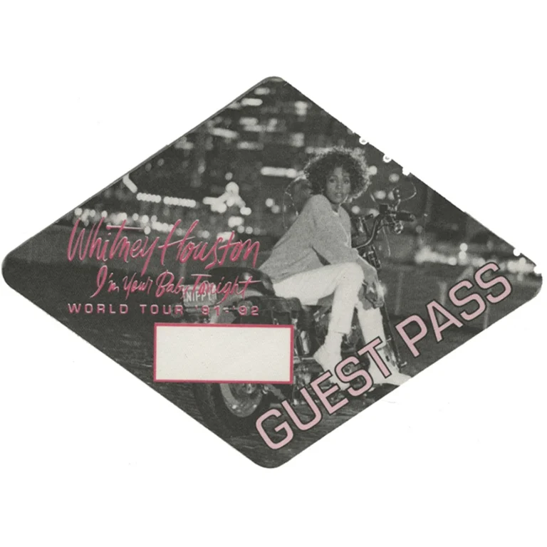 Whitney Houston 1991 I'm Your Baby Tonight Concert Tour Guest Backstage Pass