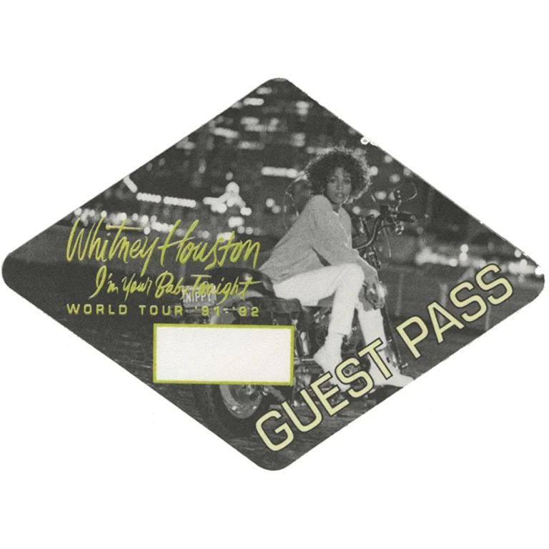 Whitney Houston 1991 I'm Your Baby Tonight Concert Tour Guest Backstage Pass