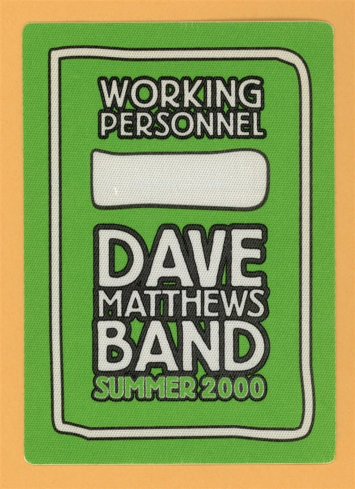 Dave Matthews Band 2000 Summer Concert Tour WORKING Backstage Pass