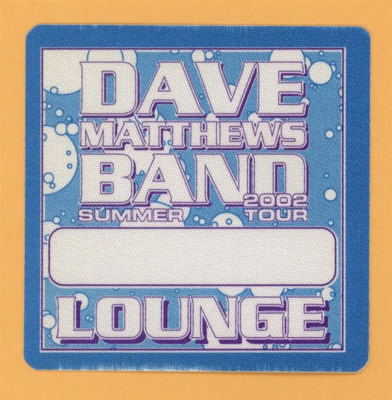 Dave Matthews Band 2002 Summer Concert Tour LOUNGE Backstage Pass