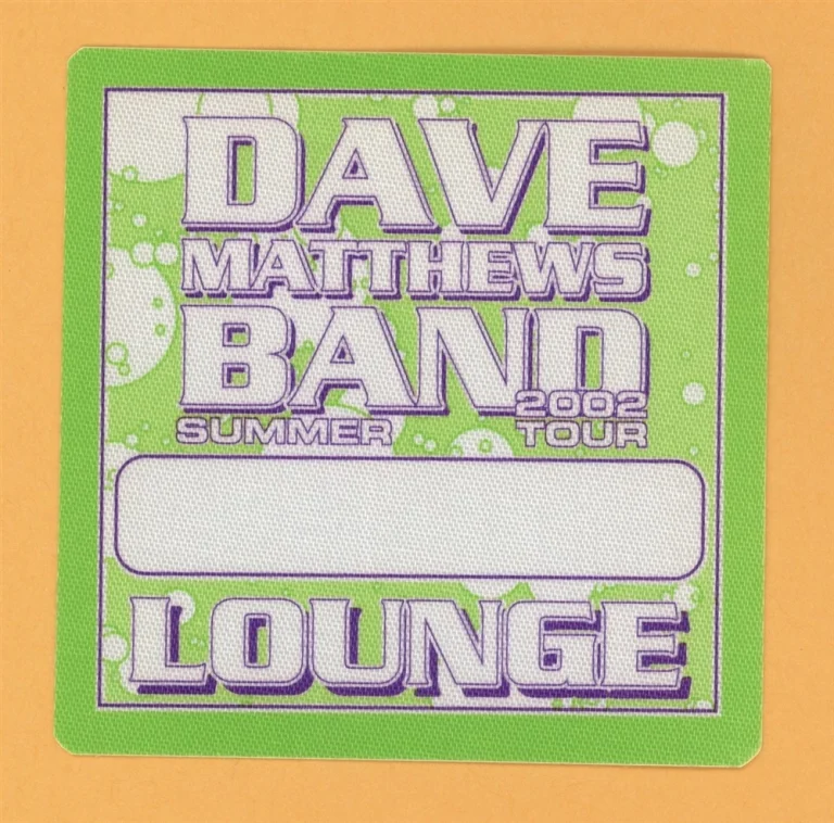Dave Matthews Band 2002 Summer Concert Tour LOUNGE Backstage Pass