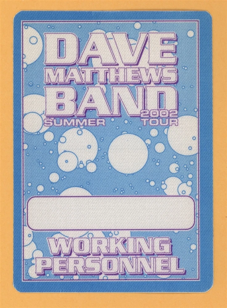 Dave Matthews Band 2002 Summer Concert Tour WORKING Backstage Pass