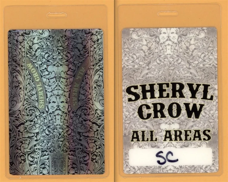 Sheryl Crow ALL AREAS Backstage Laminated Pass SILVER