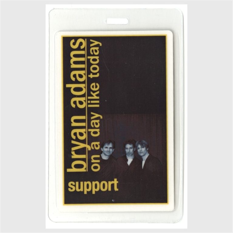 Bryan Adams 1998 Laminated Backstage Pass On a Day Like Today Tour