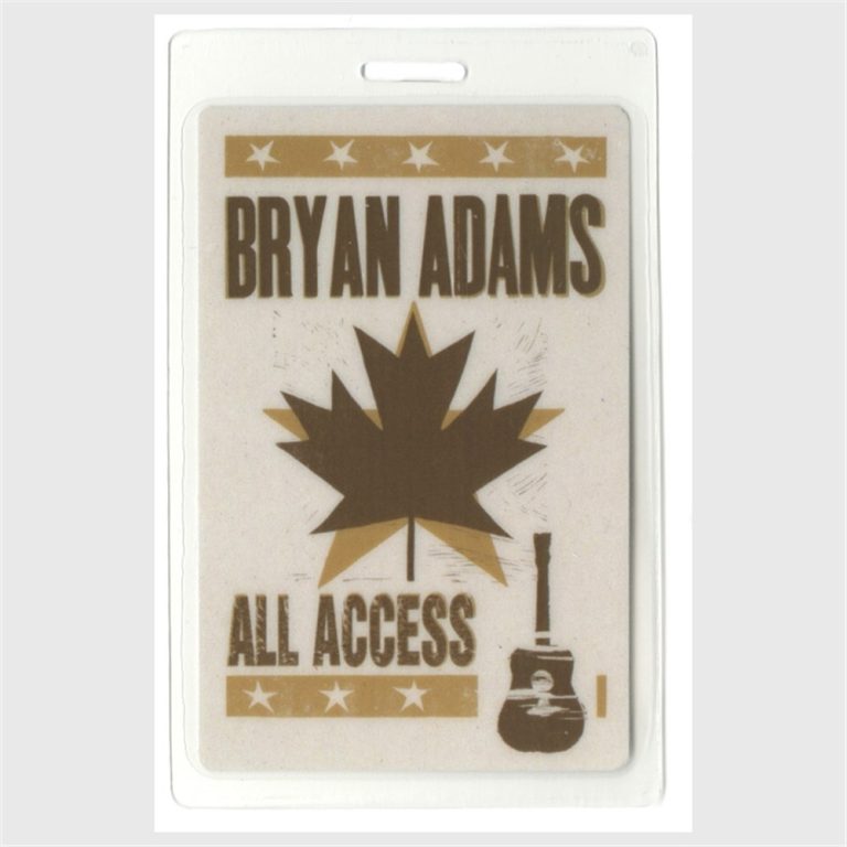 Bryan Adams Concert Tour Laminated Backstage Pass maple leaf AA