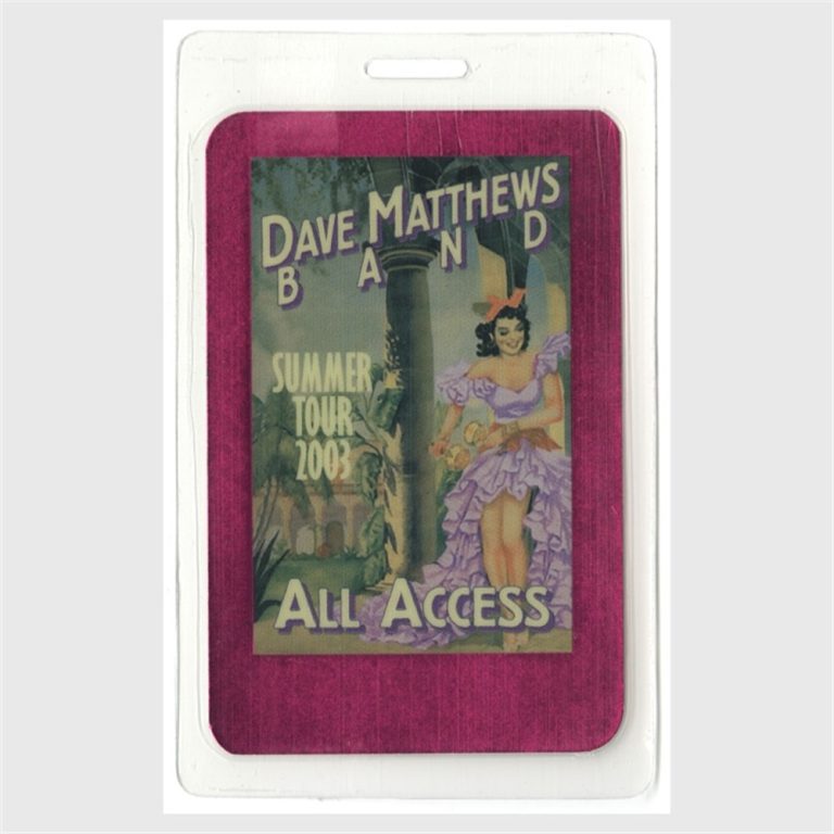 Dave Matthews 2003 Concert Tour All Access Laminated Backstage Pass