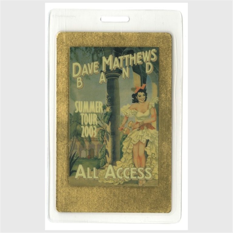 Dave Matthews 2003 Concert Tour All Access Laminated Backstage Pass