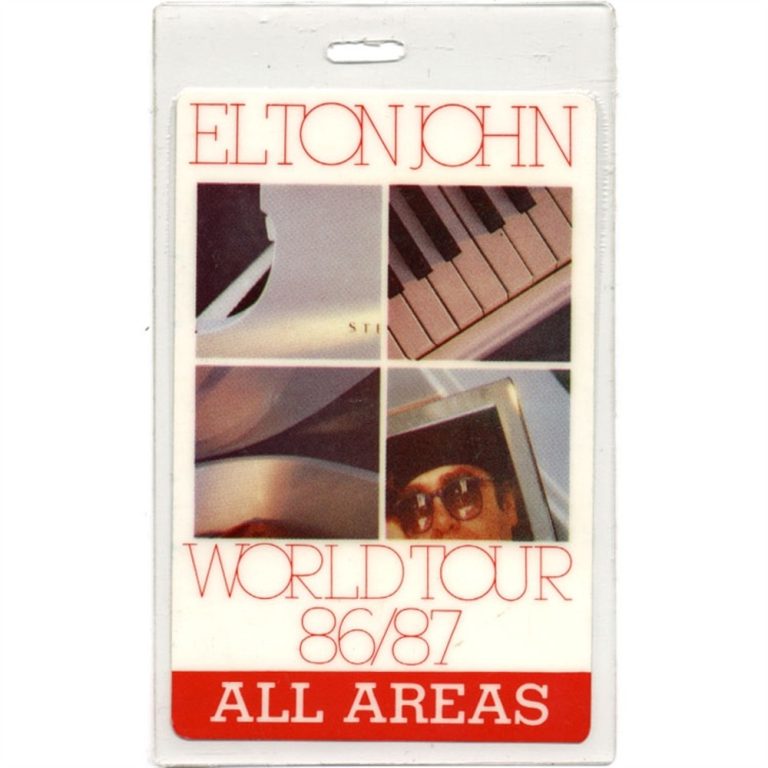 Elton John 1986 Concert Tour Vintage All Access Laminated Backstage Pass