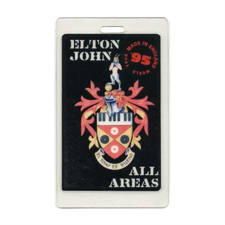 Elton John 1995 Concert Laminated Backstage Pass Made in England Tour