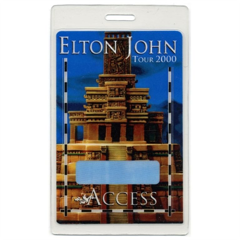 Elton John 2000 Concert Tour Laminated Backstage Pass
