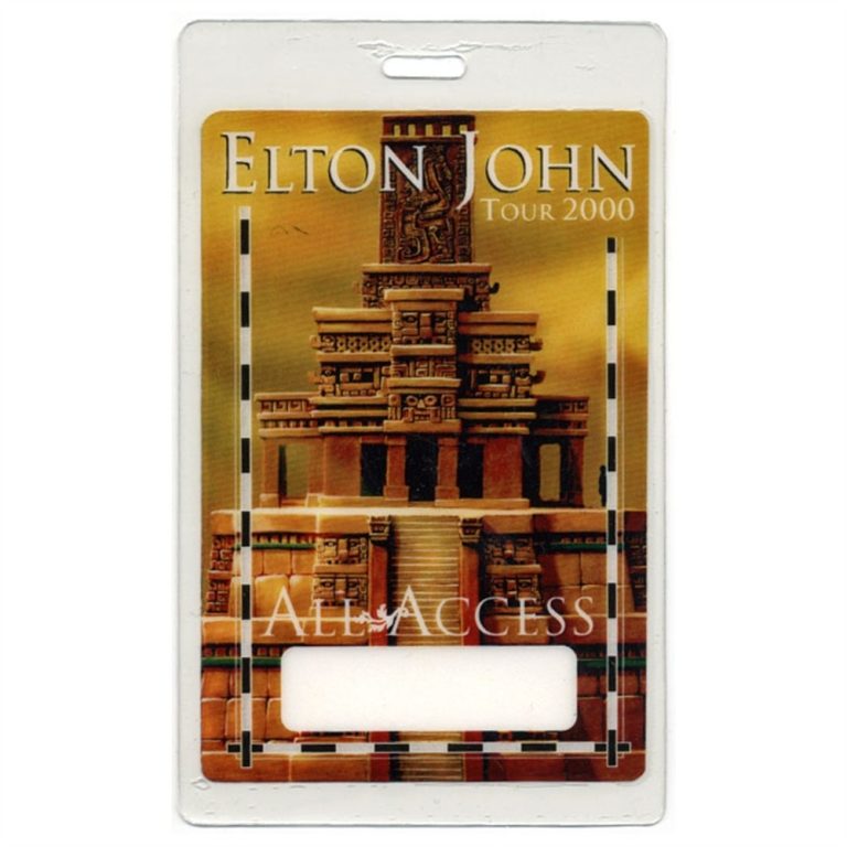 Elton John 2000 Concert Tour All Access Laminated Backstage Pass